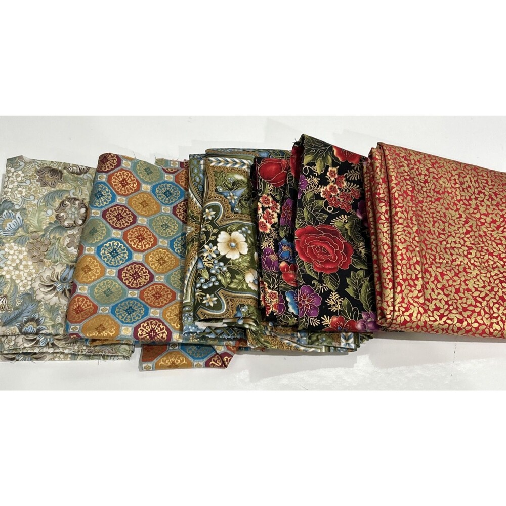 Kaufman Fabric Prints Quilting Crafts Sewing Art Project Cotton 6 Pc Lot